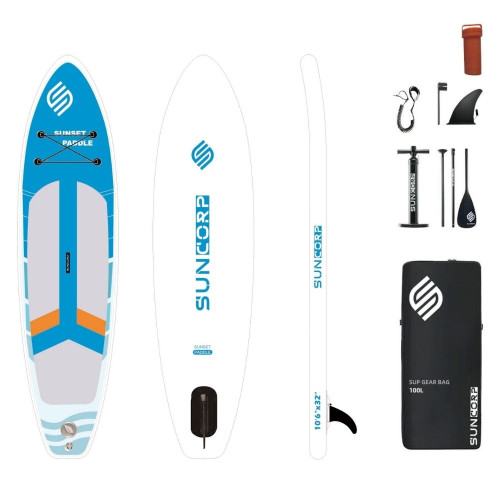 Φουσκωτή Σανίδα SUP 3.20m Λευκή - Μπλε Με Κουπί, Αξεσουάρ & Σακίδιο Μεταφοράς