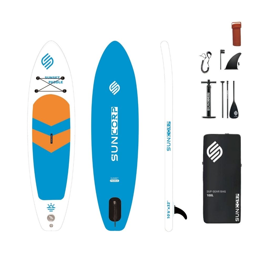 Φουσκωτή Σανίδα SUP 3.20m Μπλε - ΄Άσπρη με Κουπί, Αξεσουάρ και Σακίδιο Μεταφοράς