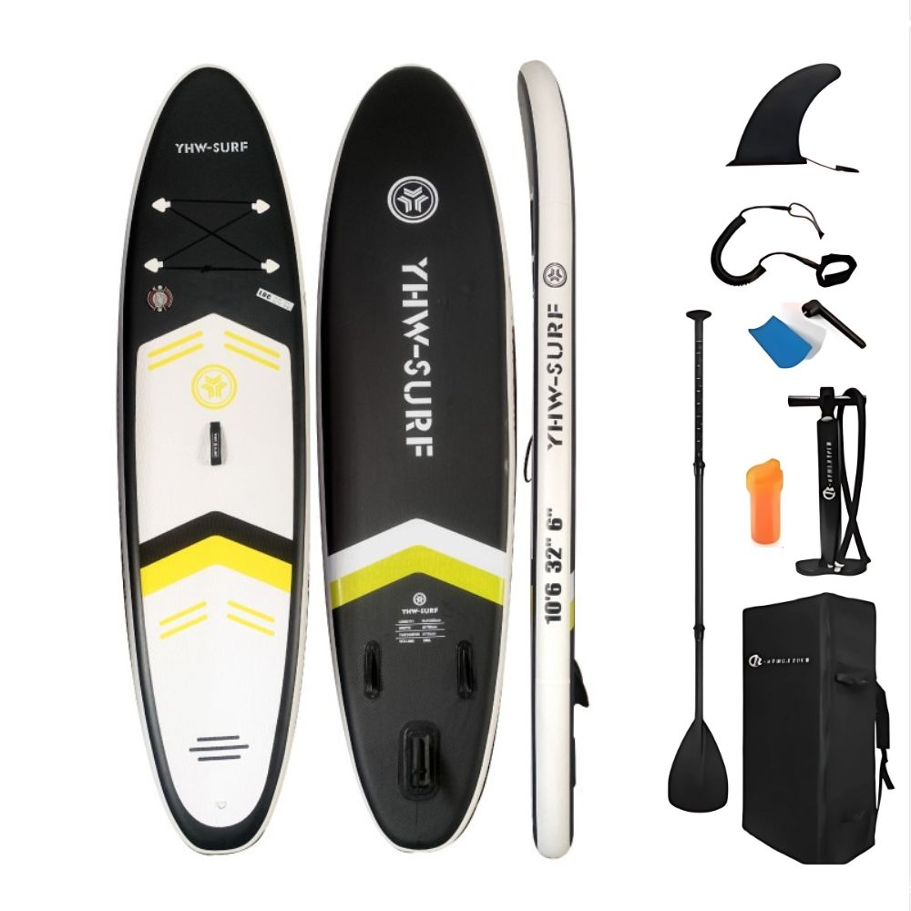 Φουσκωτή Σανίδα SUP 3.20m Μαύρη με Κουπί, Αξεσουάρ και Σακίδιο Μεταφοράς