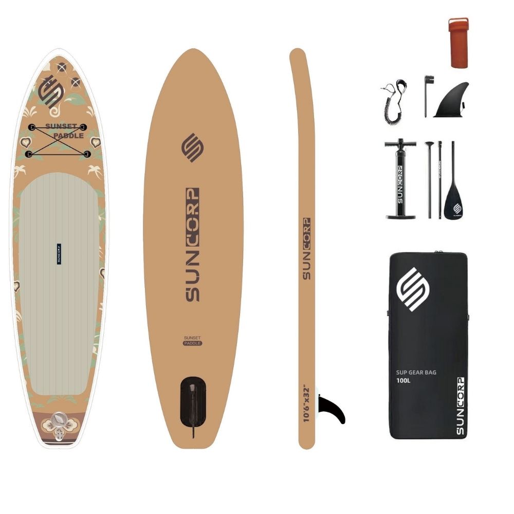 Φουσκωτή Σανίδα SUP 3.20m Μπεζ με Κουπί, Αξεσουάρ και Σακίδιο Μεταφοράς