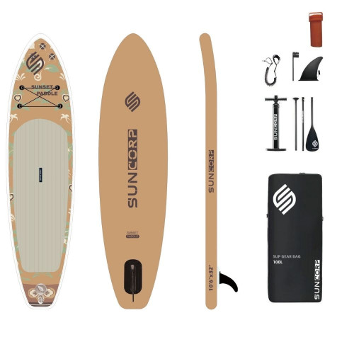 Φουσκωτή Σανίδα SUP 3.20m Μπεζ – Με Κουπί, Αξεσουάρ & Σακίδιο Μεταφοράς