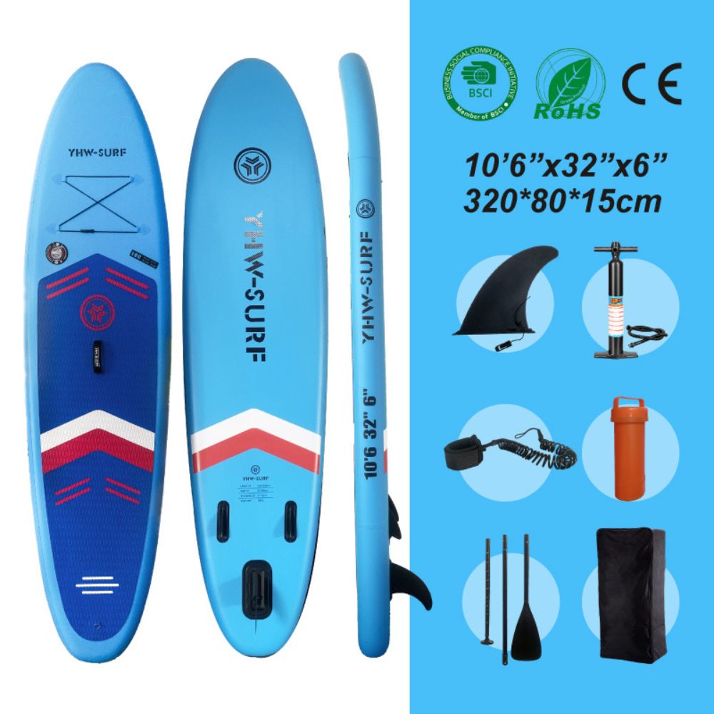 Φουσκωτή Σανίδα SUP 3.20m γαλάζια με Κουπί, Αξεσουάρ και Σακίδιο Μεταφοράς