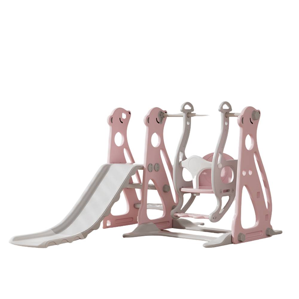 Πλαστική Τσουλήθρα Polar Bear με Κούνια και Μπασκέτα Ροζ BJX01-PN