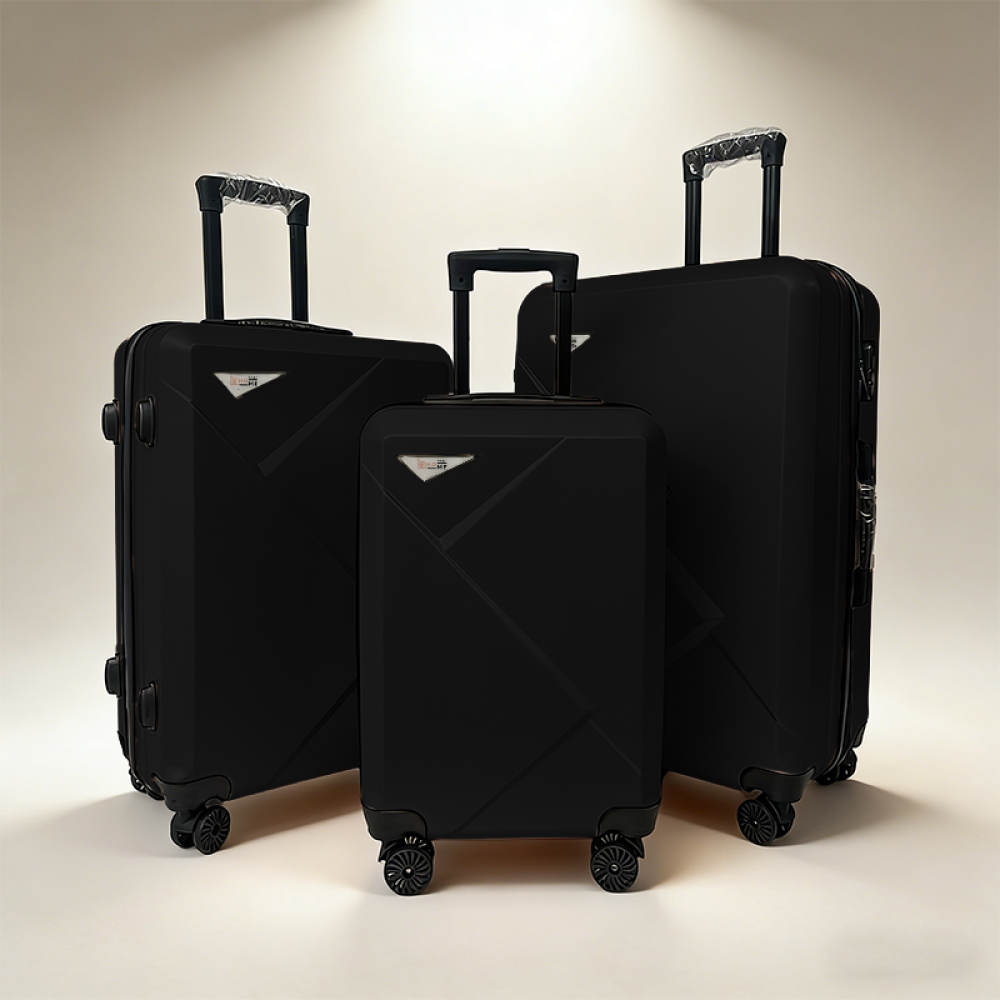 Σετ Βαλίτσες Ταξιδίου 3 Τεμαχίων από Ανθεκτικό ABS – Με Κλειδαριές TSA & Ρόδες 360° (20'' 24'' 28'') Μαύρη 6005-BLACK