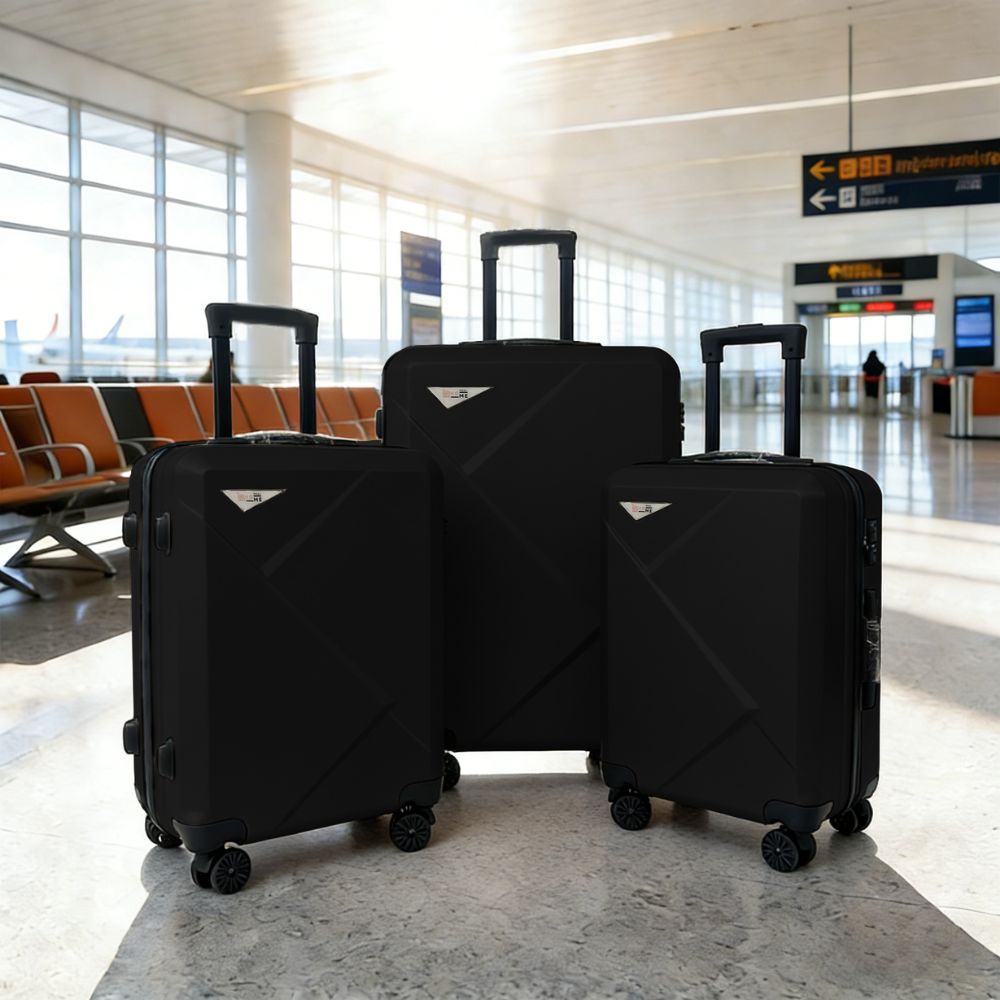 Σετ Βαλίτσες Ταξιδίου 3 Τεμαχίων από Ανθεκτικό ABS – Με Κλειδαριές TSA & Ρόδες 360° (20'' 24'' 28'') Μαύρη 6005-BLACK