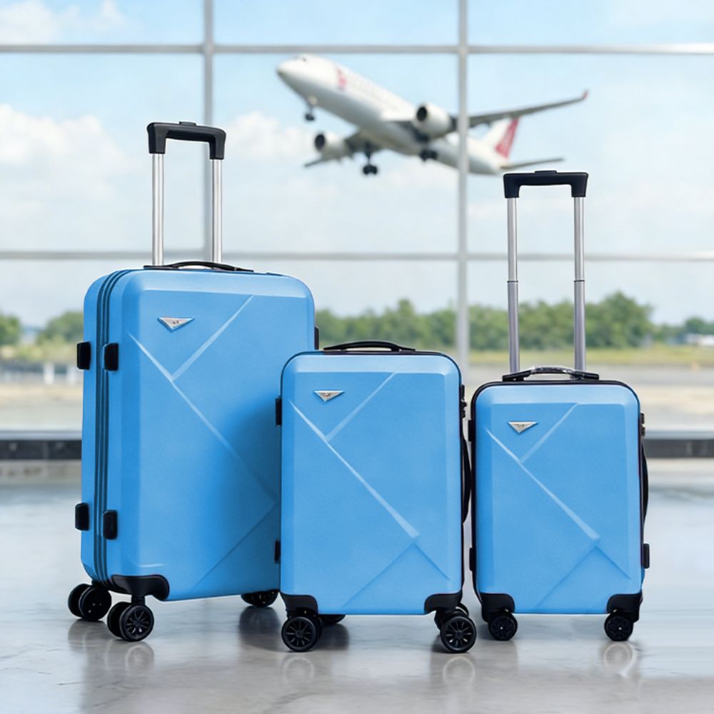 Σετ Βαλίτσες Ταξιδίου 3 Τεμαχίων από Ανθεκτικό ABS – Με Κλειδαριές TSA & Ρόδες 360° (20'' 24'' 28'') Μπλε 6005-BLUE