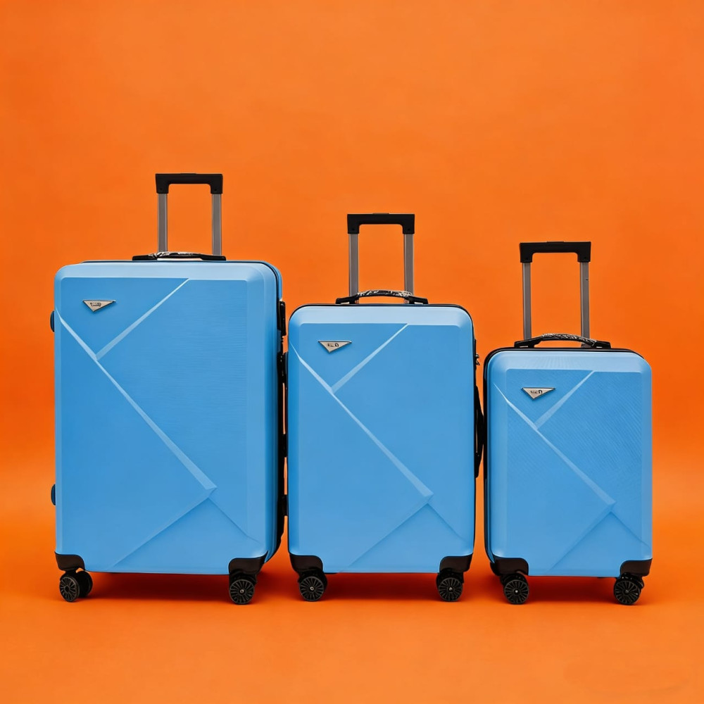 Σετ Βαλίτσες Ταξιδίου 3 Τεμαχίων από Ανθεκτικό ABS – Με Κλειδαριές TSA & Ρόδες 360° (20'' 24'' 28'') Μπλε 6005-BLUE