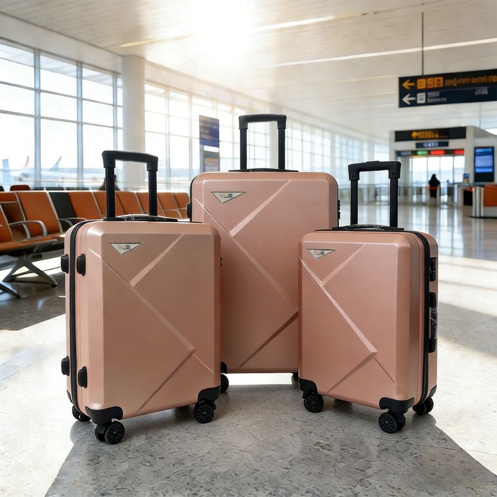 Σετ Βαλίτσες Ταξιδίου 3 Τεμαχίων από Ανθεκτικό ABS – Με Κλειδαριές TSA & Ρόδες 360° (20'' 24'' 28'') Σάπιο Μήλο 6005-DPINK