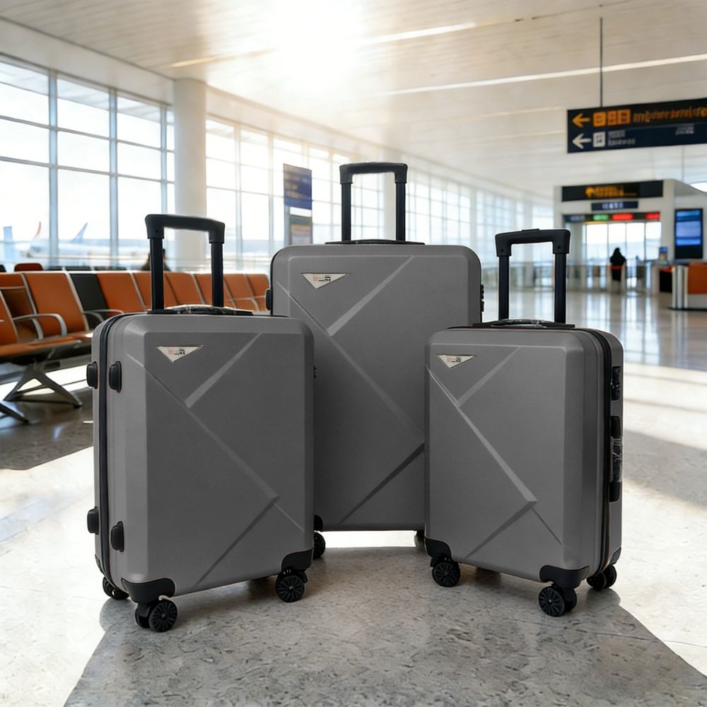 Σετ Βαλίτσες Ταξιδίου 3 Τεμαχίων από Ανθεκτικό ABS – Με Κλειδαριές TSA & Ρόδες 360° (20'' 24'' 28'') Σκούρο Γκρι 6005-DGREY