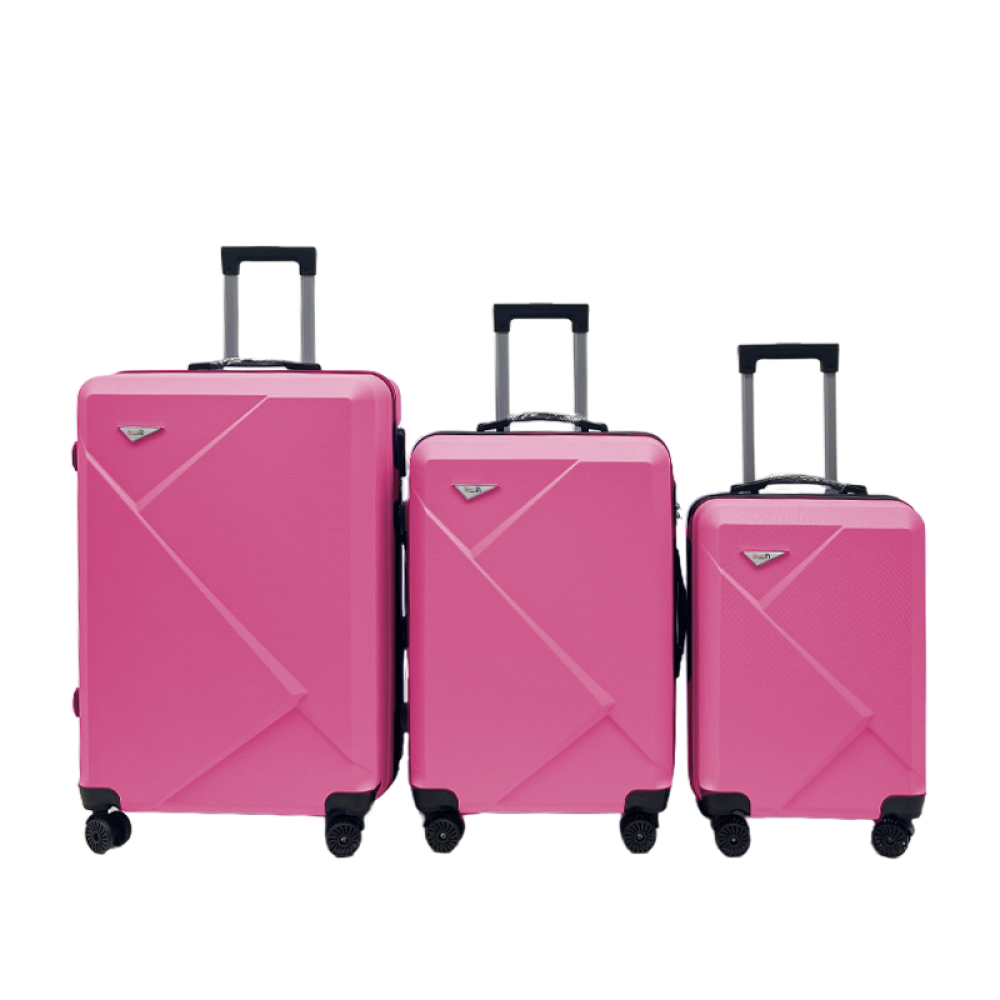 Σετ Βαλίτσες Ταξιδίου 3 Τεμαχίων από Ανθεκτικό ABS – Με Κλειδαριές TSA & Ρόδες 360° (20'' 24'' 28'') Ροζ 6005-PINK