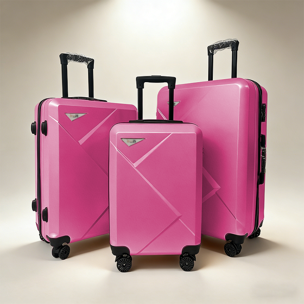 Σετ Βαλίτσες Ταξιδίου 3 Τεμαχίων από Ανθεκτικό ABS – Με Κλειδαριές TSA & Ρόδες 360° (20'' 24'' 28'') Ροζ 6005-PINK
