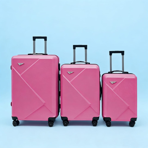 Σετ Βαλίτσες Ταξιδίου 3 Τεμαχίων από Ανθεκτικό ABS – Με Κλειδαριές TSA & Ρόδες 360° (20'' 24'' 28'') Ροζ 6005-PINK