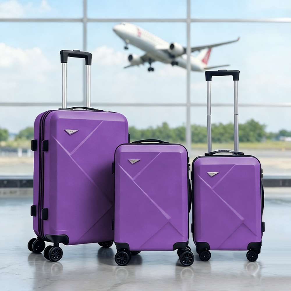 Σετ Βαλίτσες Ταξιδίου 3 Τεμαχίων από Ανθεκτικό ABS – Με Κλειδαριές TSA & Ρόδες 360° (20'' 24'' 28'') Μώβ 6005-PURPLE