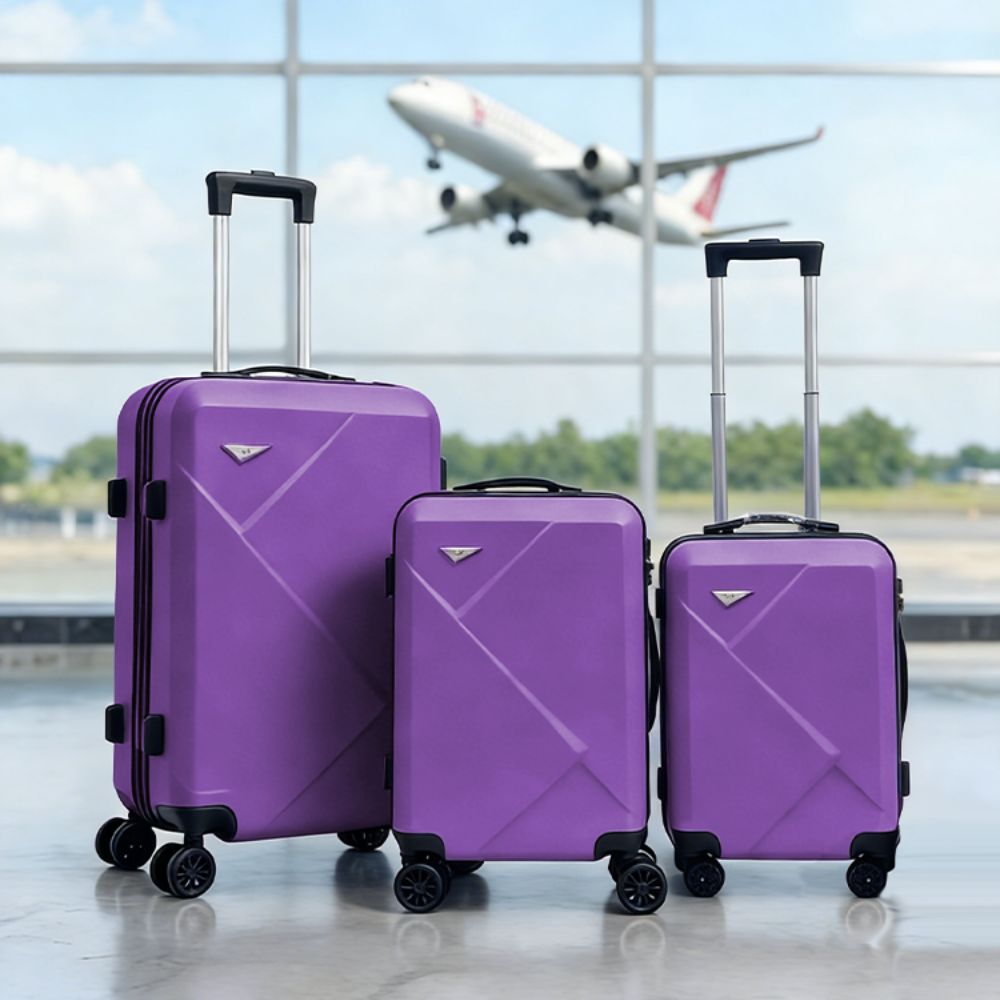 Σετ Βαλίτσες Ταξιδίου 3 Τεμαχίων από Ανθεκτικό ABS – Με Κλειδαριές TSA & Ρόδες 360° (20'' 24'' 28'') Μώβ 6005-PURPLE