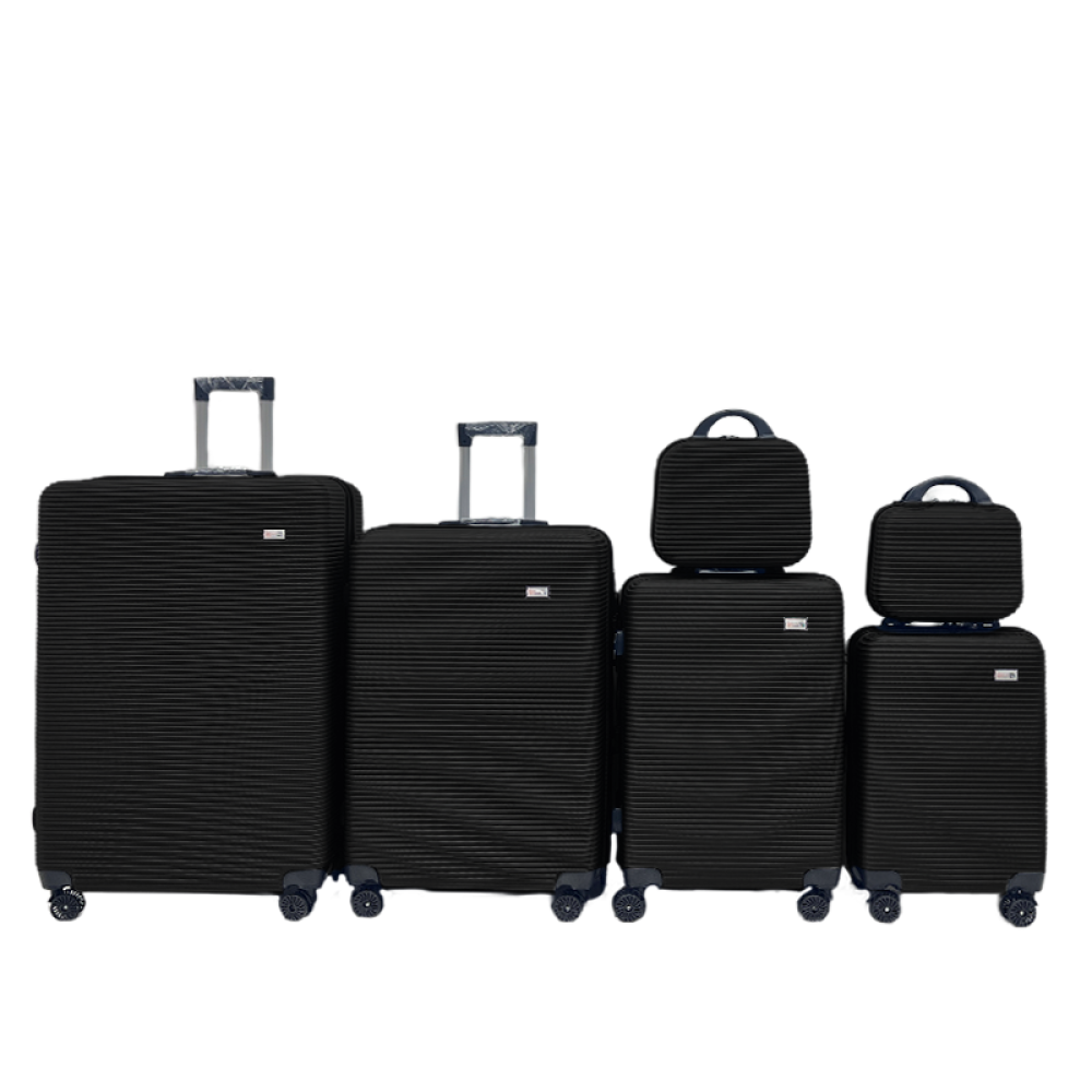 Σετ Βαλίτσες Ταξιδίου 6 Τεμαχίων από Ανθεκτικό ABS – Με Κλειδαριές TSA & Ρόδες 360° (12'' 16'' 20'' 24'' 28'' 32'') Μαύρο 3008-BLACK