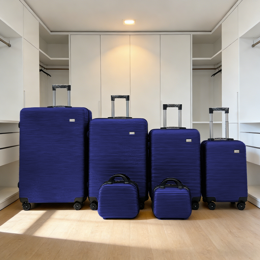 Σετ Βαλίτσες Ταξιδίου 6 Τεμαχίων από Ανθεκτικό ABS – Με Κλειδαριές TSA & Ρόδες 360° (12'' 16'' 20'' 24'' 28'' 32'') 3008-BLUE
