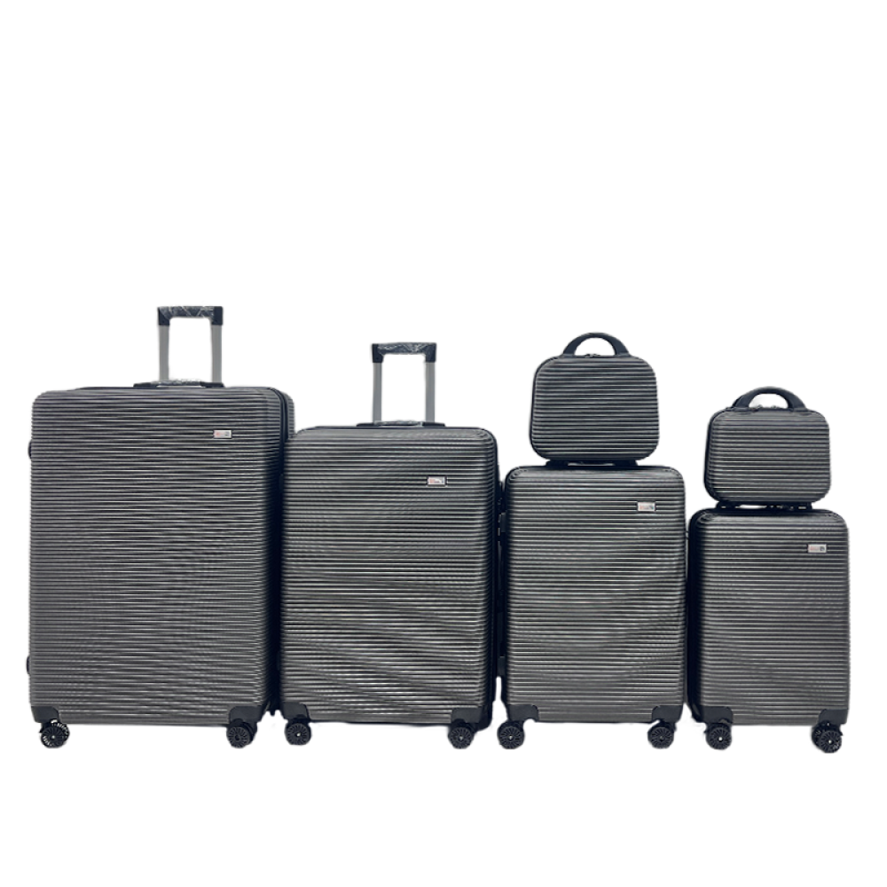 Σετ Βαλίτσες Ταξιδίου 6 Τεμαχίων από Ανθεκτικό ABS – Με Κλειδαριές TSA & Ρόδες 360° (12'' 16'' 20'' 24'' 28'' 32'') Σκούρο Γκρι 3008-DGREY