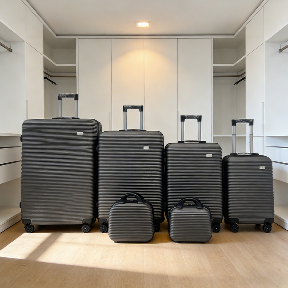 Σετ Βαλίτσες Ταξιδίου 6 Τεμαχίων από Ανθεκτικό ABS – Με Κλειδαριές TSA & Ρόδες 360° (12'' 16'' 20'' 24'' 28'' 32'') Σκούρο Γκρι 3008-DGREY