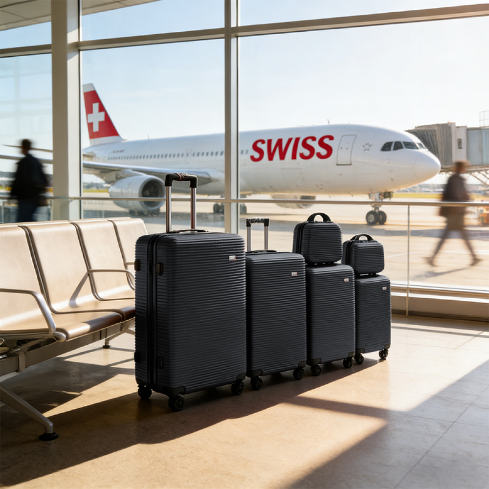 Σετ Βαλίτσες Ταξιδίου 6 Τεμαχίων από Ανθεκτικό ABS – Με Κλειδαριές TSA & Ρόδες 360° (12'' 16'' 20'' 24'' 28'' 32'') Σκούρο Γκρι 3008-DGREY