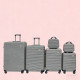 Σετ Βαλίτσες Ταξιδίου 6 Τεμαχίων από Ανθεκτικό ABS – Με Κλειδαριές TSA & Ρόδες 360° (12'' 16'' 20'' 24'' 28'' 32'') Ανοιχτό Γκρι 3008-GREY