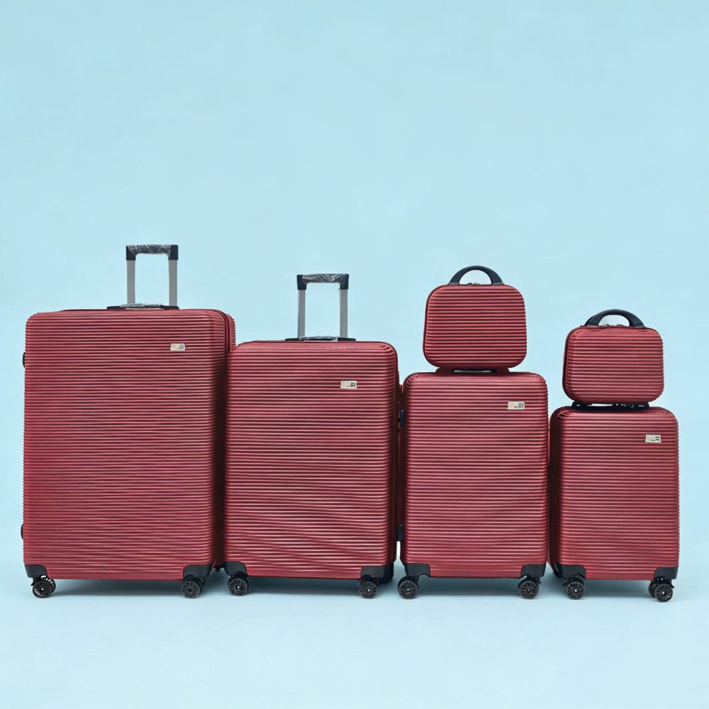Σετ Βαλίτσες Ταξιδίου 6 Τεμαχίων από Ανθεκτικό ABS – Με Κλειδαριές TSA & Ρόδες 360° (12'' 16'' 20'' 24'' 28'' 32'') Κόκκινο 3008-RED