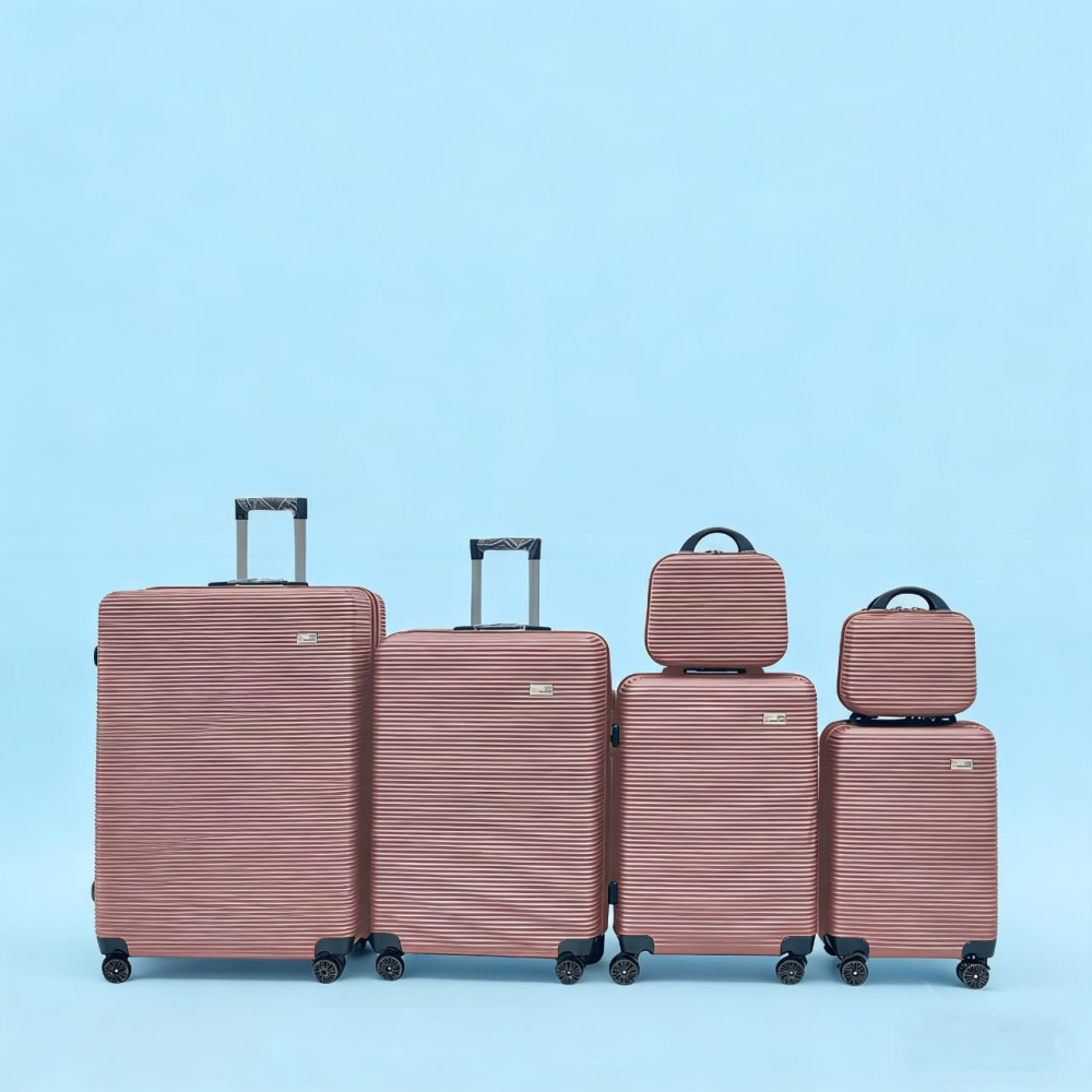 Σετ Βαλίτσες Ταξιδίου 6 Τεμαχίων από Ανθεκτικό ABS – Με Κλειδαριές TSA & Ρόδες 360° (12'' 16'' 20'' 24'' 28'' 32'') Ροζ-Χρυσό 3008-ROSEGOLD