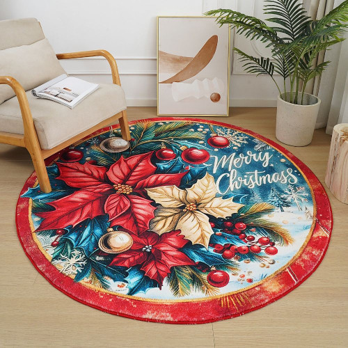 Χριστουγεννιάτικο Χαλί “Λουλούδι" Pecete 100x100cm RY01-100