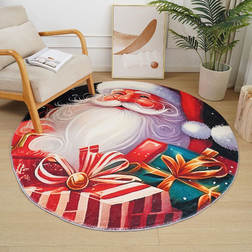 Χριστουγεννιάτικο Χαλί “Άγιος Βασίλης με Δώρα" Pecete 100x100cm RY05-100