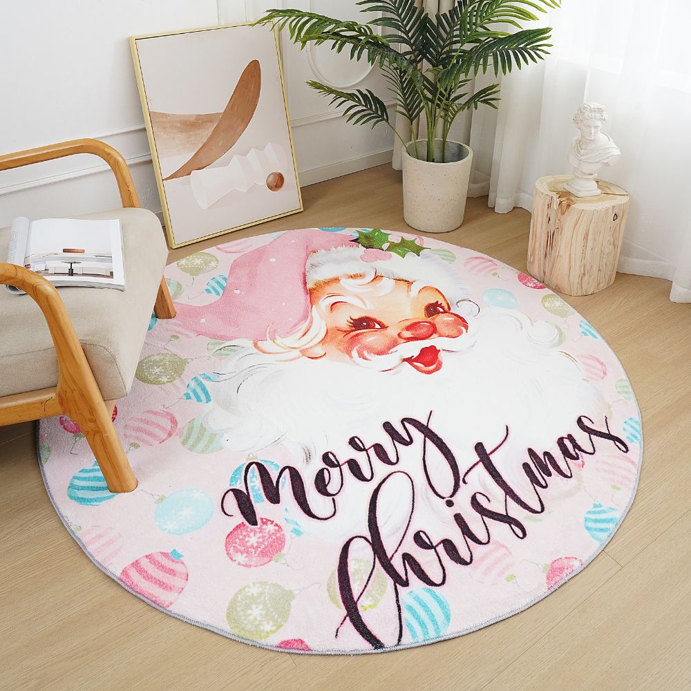 Χριστουγεννιάτικο Χαλί “Άγιος Βασίλης ροζ" Pecete 80x80cm RY09-80