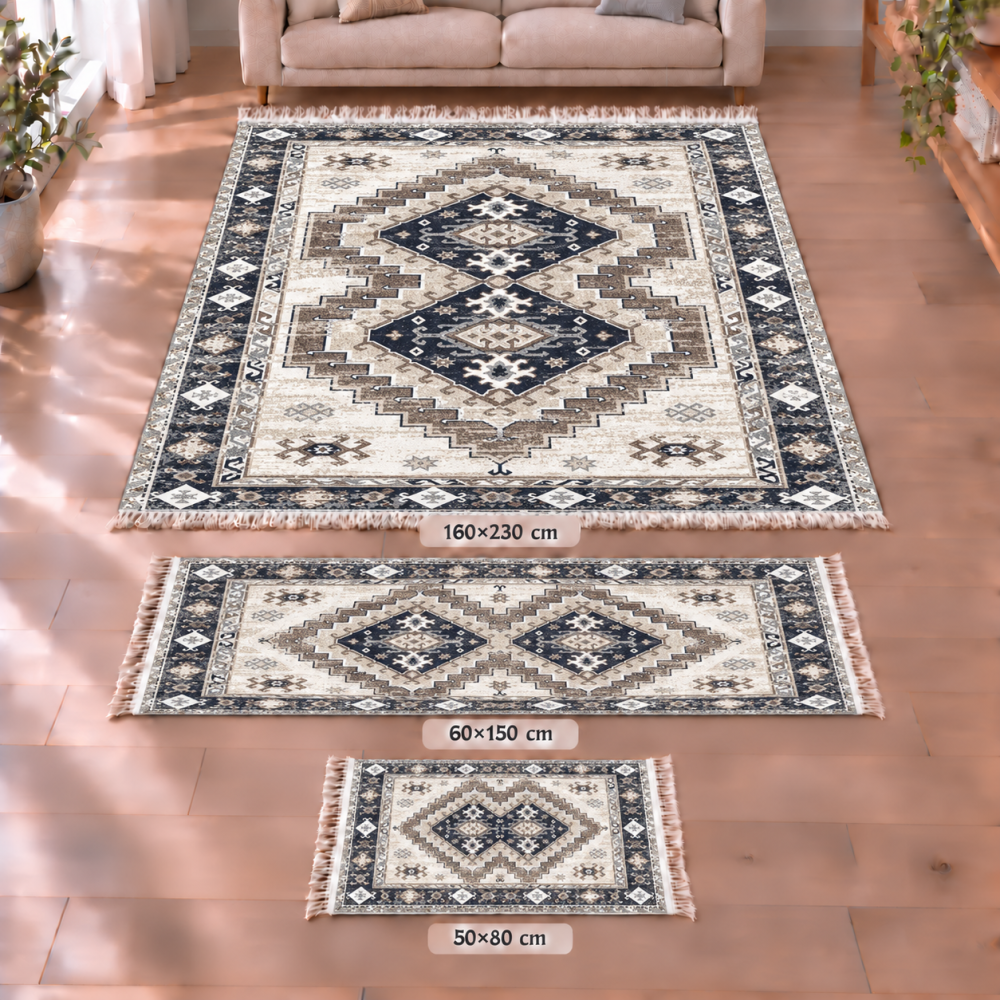 Σετ Χαλιών 3τμχ Flat Velvet με Κρόσια και Σχέδιο (160x230, 60x150, 50x80) MF106-SET Σετ Χαλιών 3τμχ Flat Velvet με Κρόσια και Σχέδιο (160x230, 60x150, 50x80) MF106-SET