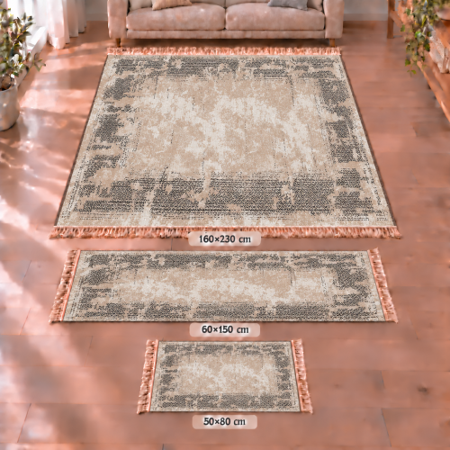 Σετ Χαλιών 3τμχ Flat Velvet με Κρόσια και Σχέδιο (160x230, 60x150, 50x80) MG057-SET
