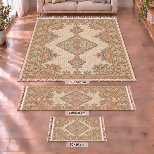 Σετ Χαλιών 3τμχ Flat Velvet με Κρόσια και Σχέδιο (160x230, 60x150, 50x80) MH083-SET