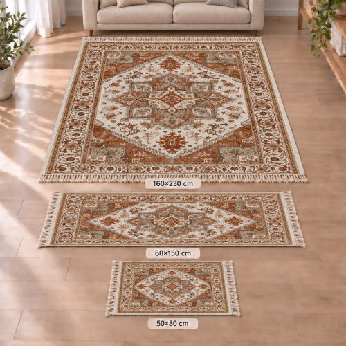 Σετ Χαλιών 3τμχ Flat Velvet με Κρόσια και Σχέδιο (160x230, 60x150, 50x80) MG222-SET