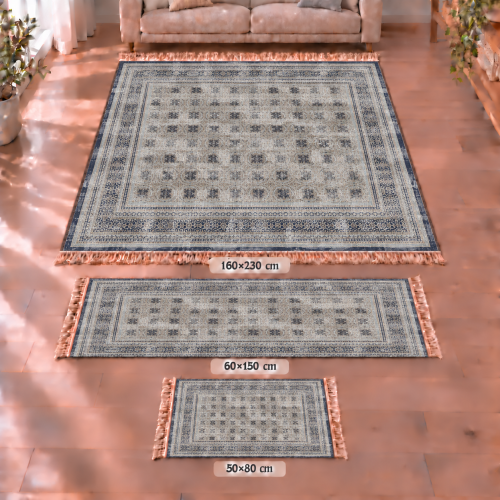 Σετ Χαλιών 3τμχ Flat Velvet με Κρόσια και Σχέδιο (160x230, 60x150, 50x80) MH224-SET