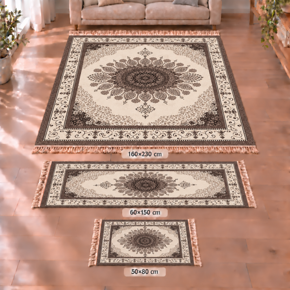 Σετ Χαλιών 3τμχ Flat Velvet με Κρόσια και Σχέδιο (160x230, 60x150, 50x80) WF0250-SET