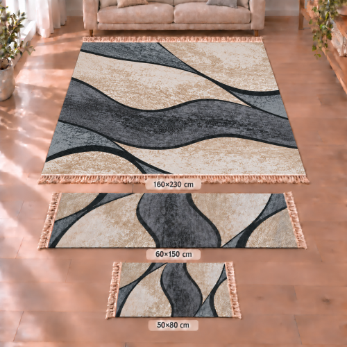 Σετ Χαλιών 3τμχ Flat Velvet με Κρόσια και Σχέδιο (160x230, 60x150, 50x80) WK003-SET