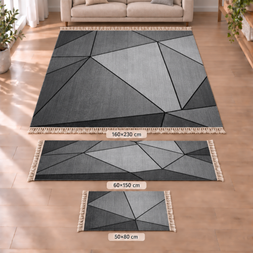 Σετ Χαλιών 3τμχ Flat Velvet με Κρόσια και Σχέδιο (160x230, 60x150, 50x80) WK048-SET