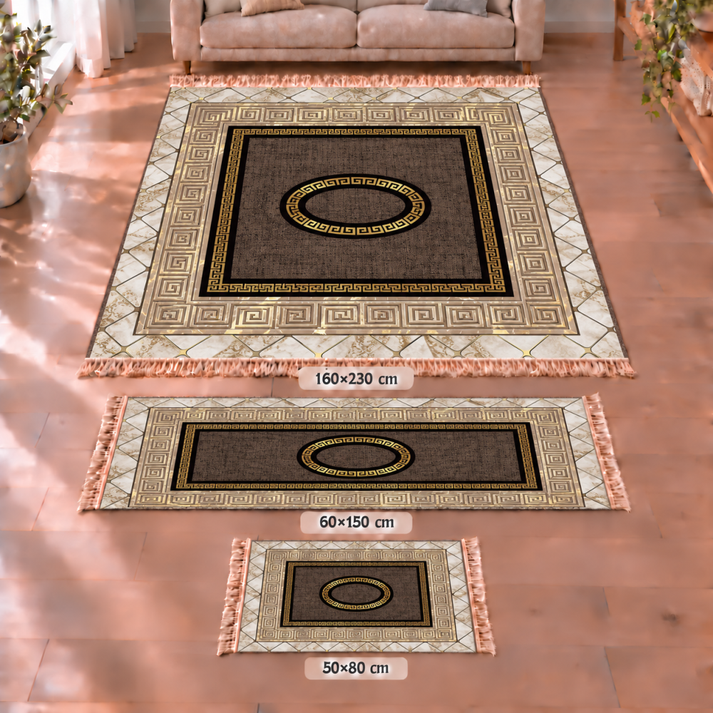 Σετ Χαλιών 3τμχ Flat Velvet με Κρόσια και Σχέδιο (160x230, 60x150, 50x80) WL0417-SET Σετ Χαλιών 3τμχ Flat Velvet με Κρόσια και Σχέδιο (160x230, 60x150, 50x80) WL0417-SET