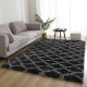 Χαλί Shaggy γούνινο μαύρο 160x230cm– Αφράτο & Απαλό | 100% Polyester