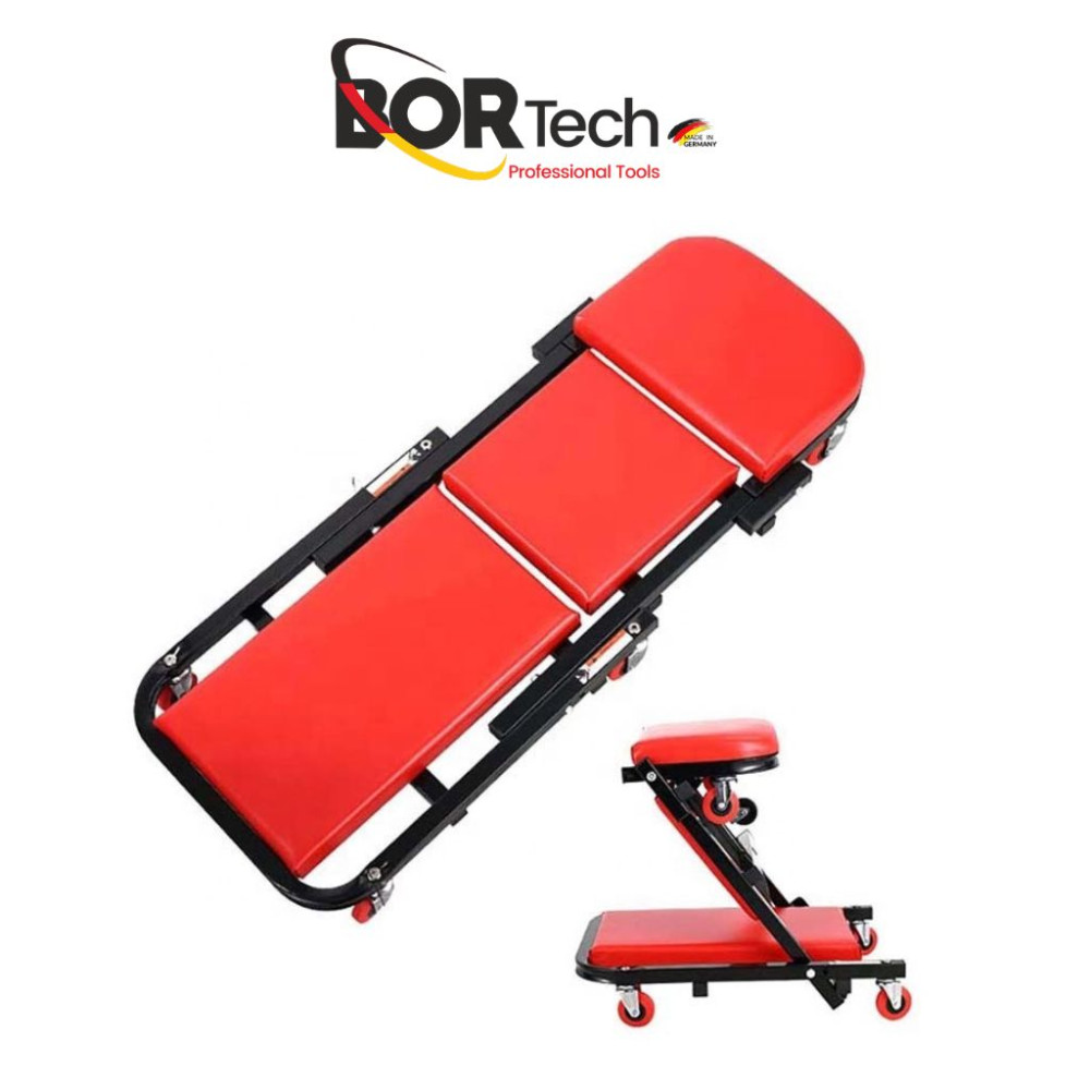 BORTECH Τροχήλατη Ξαπλώστρα Συνεργείου 2 σε 1 Μετατρεπόμενη σε Κάθισμα με 6 Ρόδες 360°
