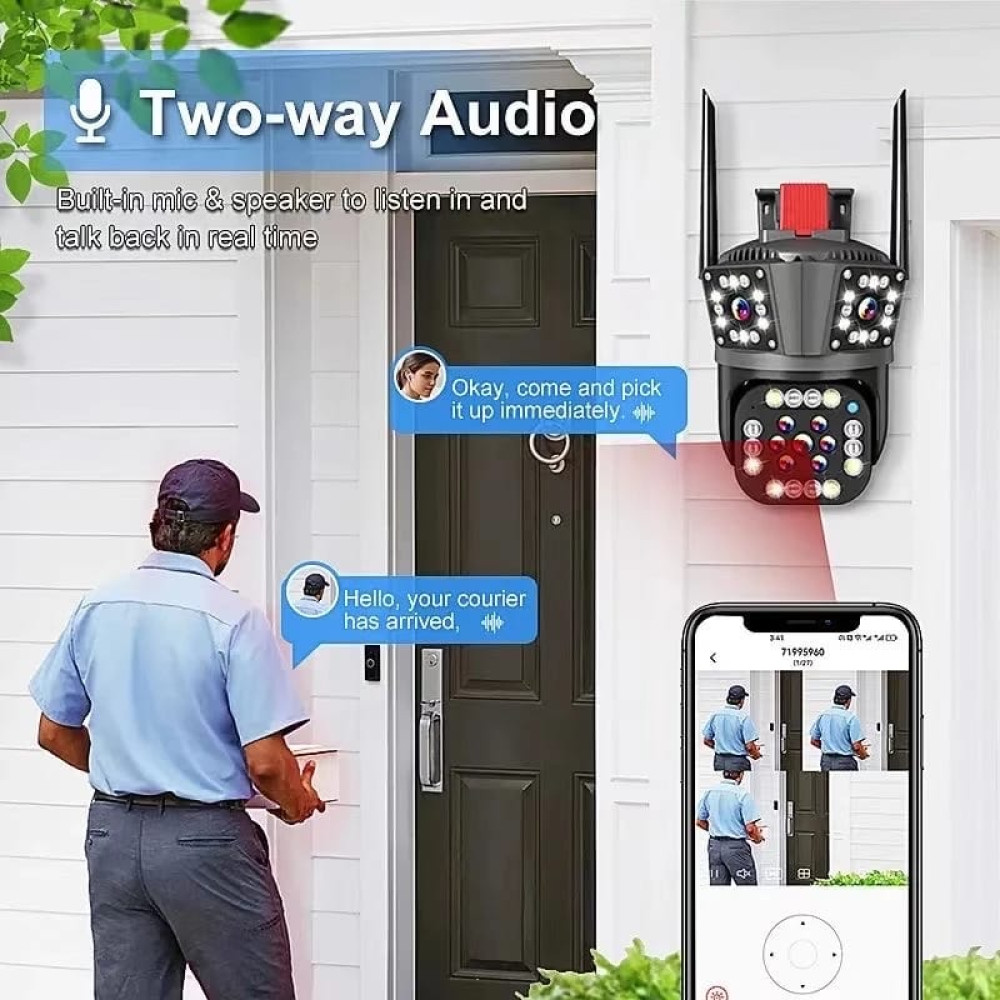 Κάμερα Ασφαλείας WIFI PTZ με 3 Κάμερες Full HD 1080p, Αυτόματη Παρακολούθηση, Ανίχνευση & Περιστροφή 360° Ηχείο και Μικρόφωνο