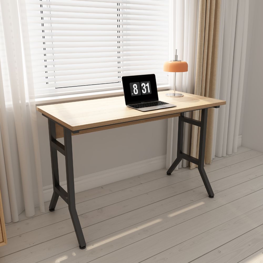 Μοντέρνο Ορθογώνιο Γραφείο με Ξύλινη Επιφάνεια & Μεταλλικά Πόδια 120x48x76cm 24006