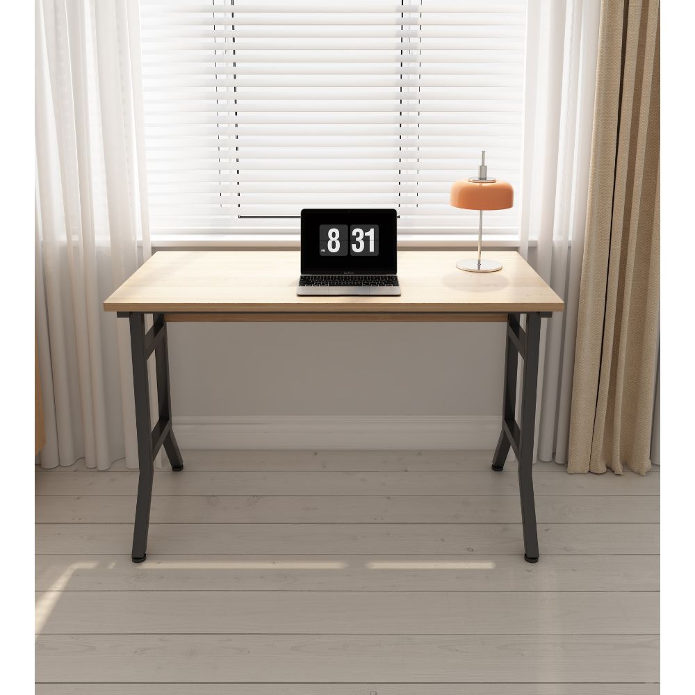 Μοντέρνο Ορθογώνιο Γραφείο με Ξύλινη Επιφάνεια & Μεταλλικά Πόδια 120x48x76cm 24006