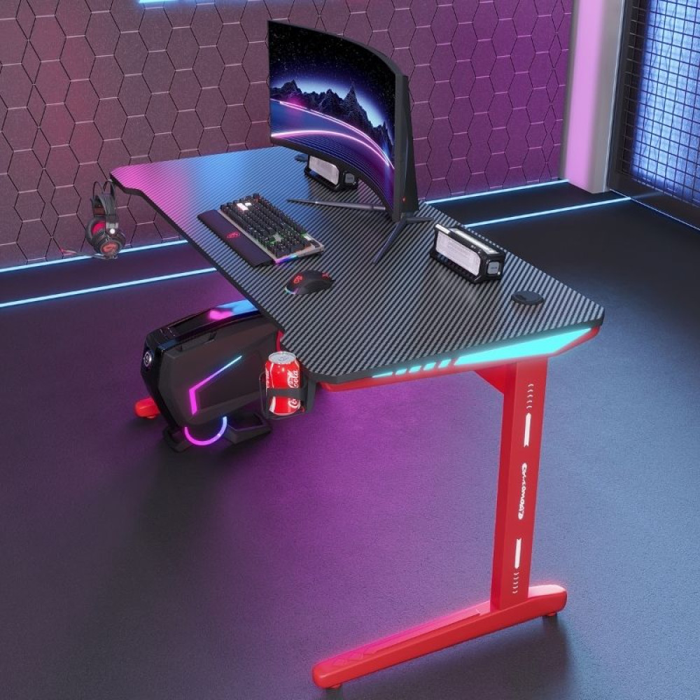 Γραφείο Gaming D2106 – RGB 7-Χρωμος Φωτισμός - Λευκό -140 × 60 × 74 cm