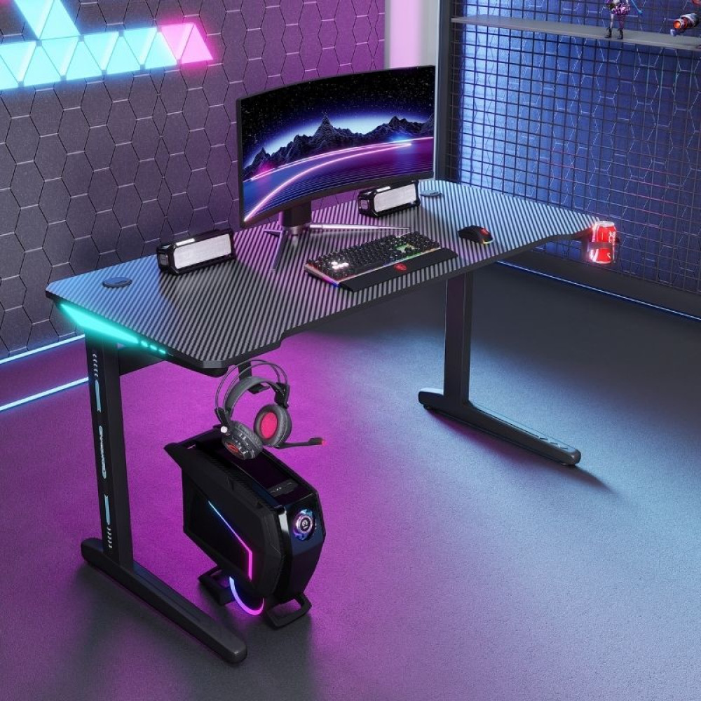 Γραφείο Gaming D2106 – RGB 7-Χρωμος Φωτισμός - Mαύρο -140 × 60 × 74 cm