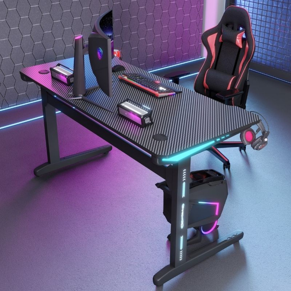 Γραφείο Gaming D2106 – RGB 7-Χρωμος Φωτισμός - Mαύρο -140 × 60 × 74 cm