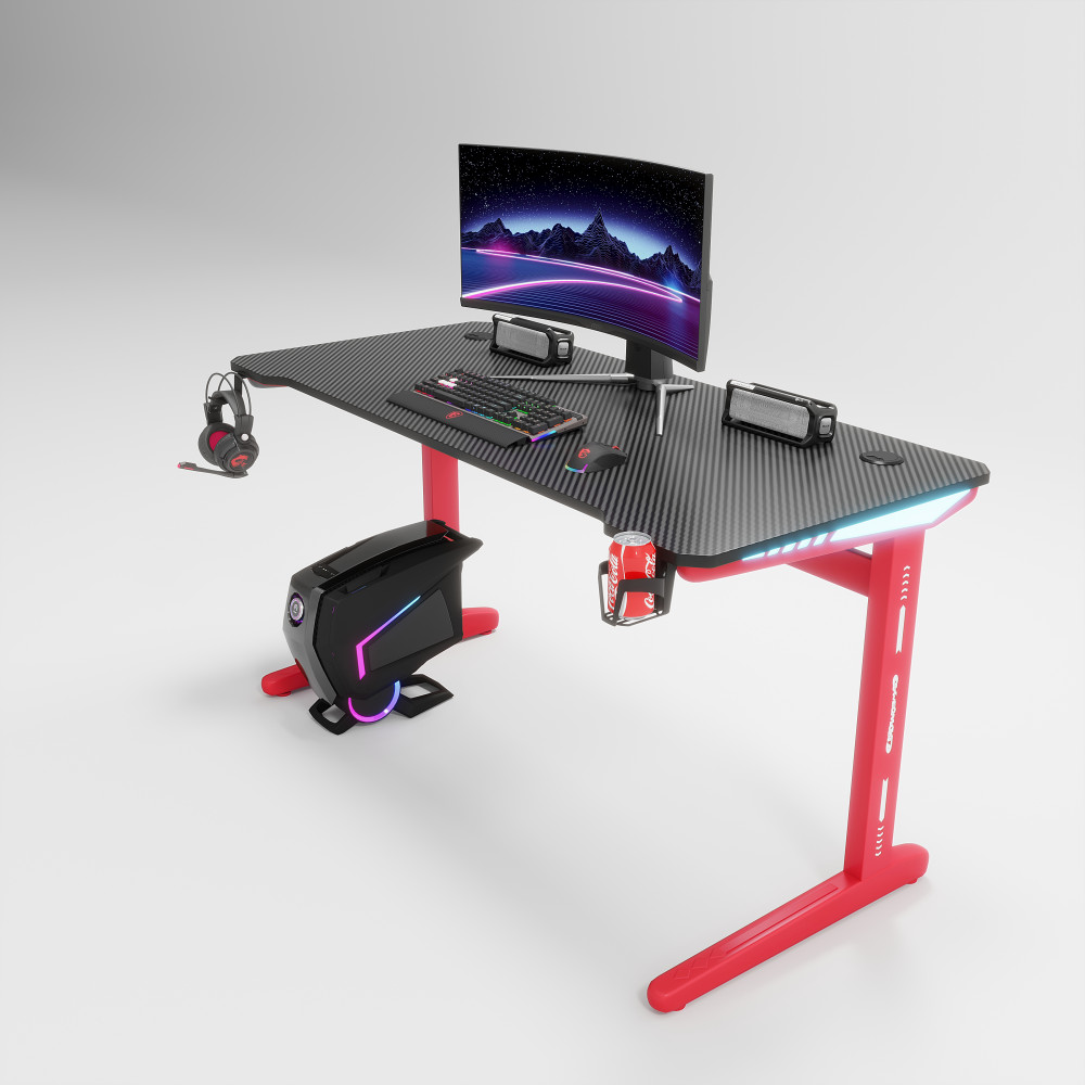 Γραφείο Gaming D2106 – RGB 7-Χρωμος Φωτισμός - Λευκό -140 × 60 × 74 cm
