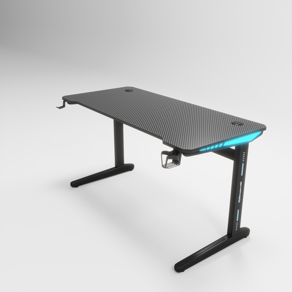 Γραφείο Gaming D2106 – RGB 7-Χρωμος Φωτισμός - Mαύρο -140 × 60 × 74 cm