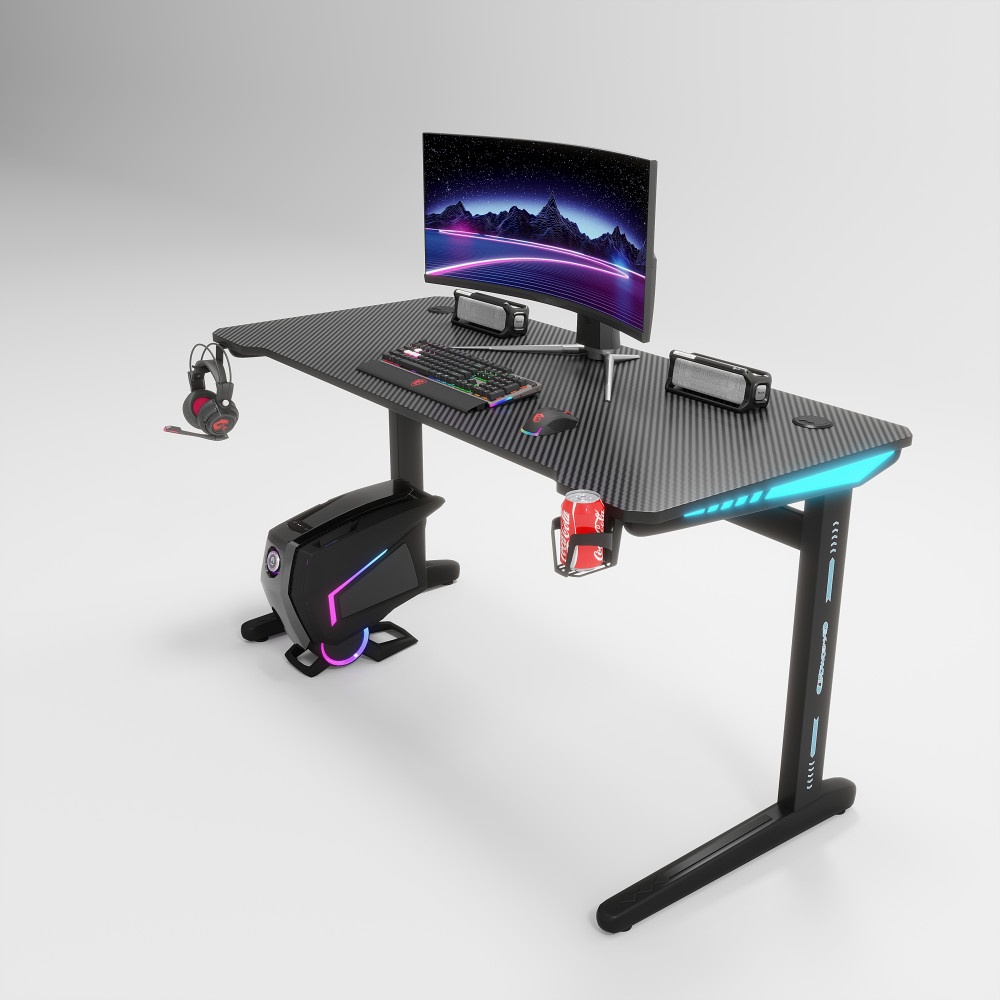 Γραφείο Gaming D2106 – RGB 7-Χρωμος Φωτισμός - Mαύρο -140 × 60 × 74 cm