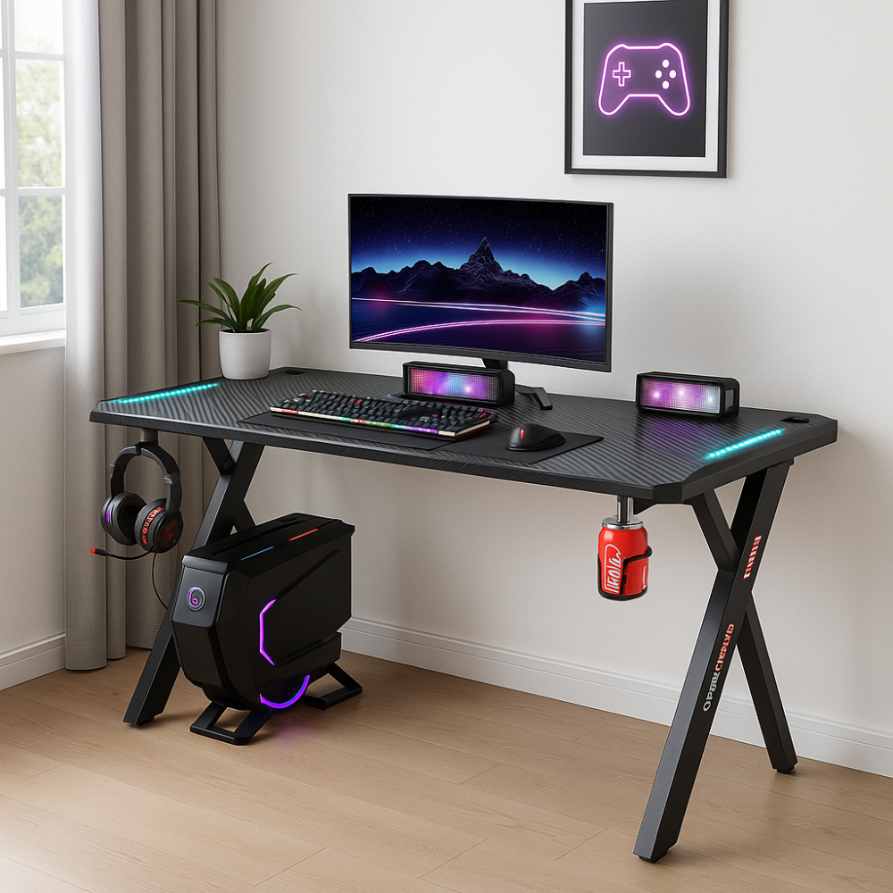 Γραφείο Gaming D2107 – RGB Φωτισμός & Carbon Fiber Design-Μαύρο 140×60×74cm Γραφείο Gaming D2107 – RGB Φωτισμός & Carbon Fiber Design-Μαύρο 140×60×74cm